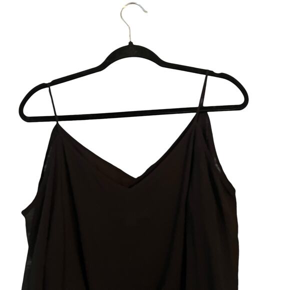 Boston Proper Black Dress Cold Shoulder Sheer Ruffle Front Gathered Waist Sz. 8 - Picture 7 of 12